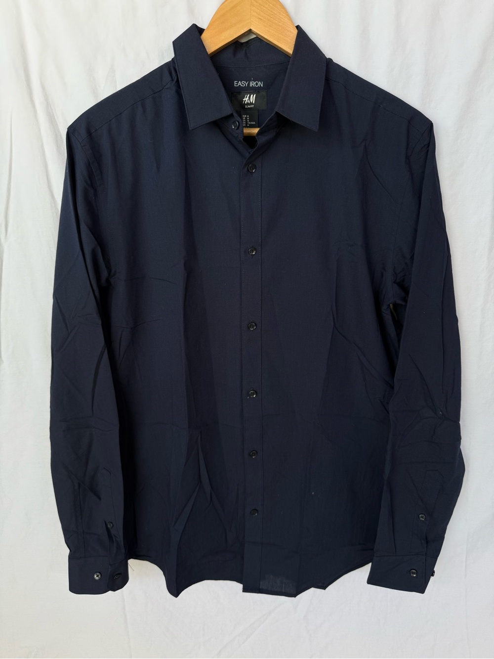 H&M Men's Dark Navy Long-Sleeve Dress Shirt